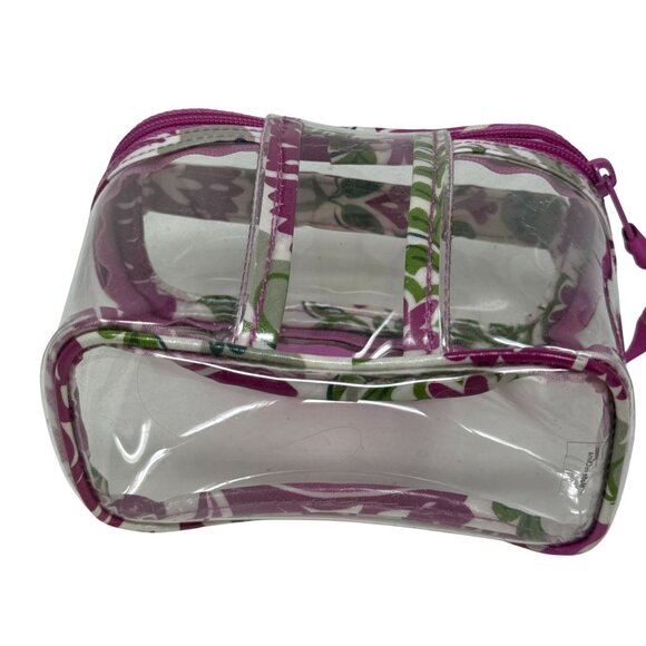 Vera Bradley Clear Cosmetic Bag Pink Floral Trim - Picture 3 of 7